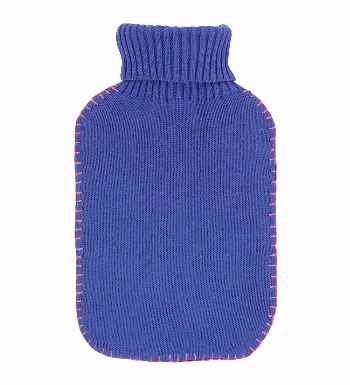 purple knit hot water bottle