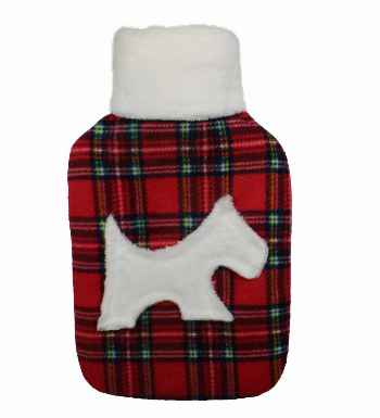 scotty dog tartan fleece hot water bottle