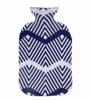 navy chevron hot water bottle