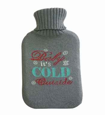 baby its cold outside knitted hot water bottle