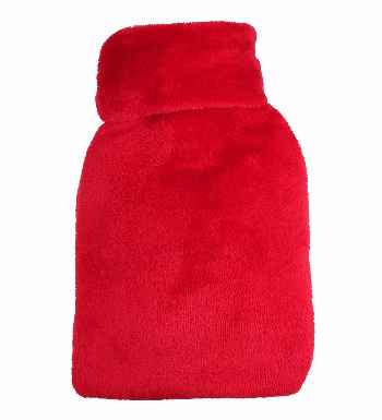 red mini hot water bottle