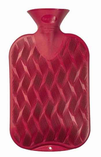 single ribbed cranberry hot water bottle