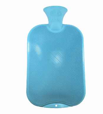 pastel blue single ribbed latex free hot water bottle