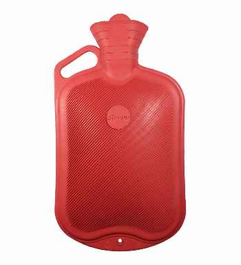 red hot water bottle with handle