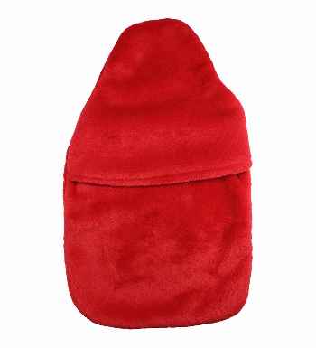 2.0L red fluffy fleece hot water bottle cover