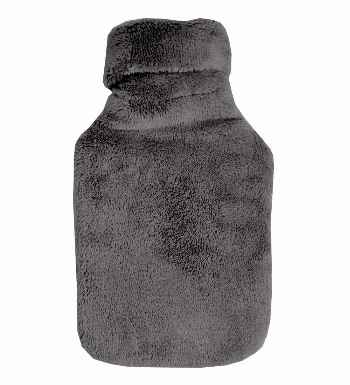 2.0L dark grey fluffy fleece hot water bottle cover