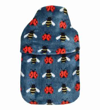 2.0L ladybirds and bees fluffy fleece hot water bottle cover