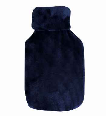 2.0L navy blue turtle neck fluffy fleece hot water bottle cover