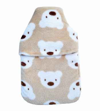 2.0L beige teddy fluffy fleece hot water bottle cover