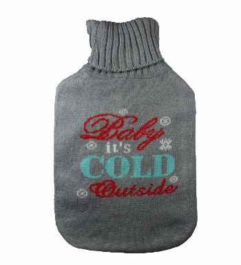 baby it's cold outside knitted hot water bottle cover