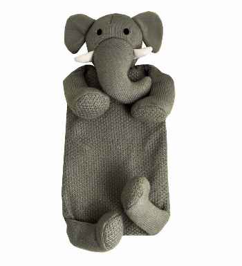 elephant knitted hot water bottle