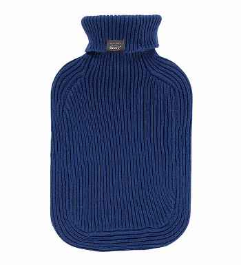 Navy Latex Free Cotton Knit Hot Water Bottle