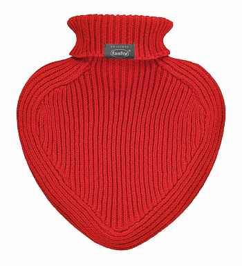 0.7L Cotton Knit Heart Latex Free Hot Water Bottle