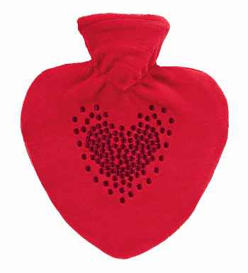 0.7L Embroidered Heart Latex Free Hot Water Bottle