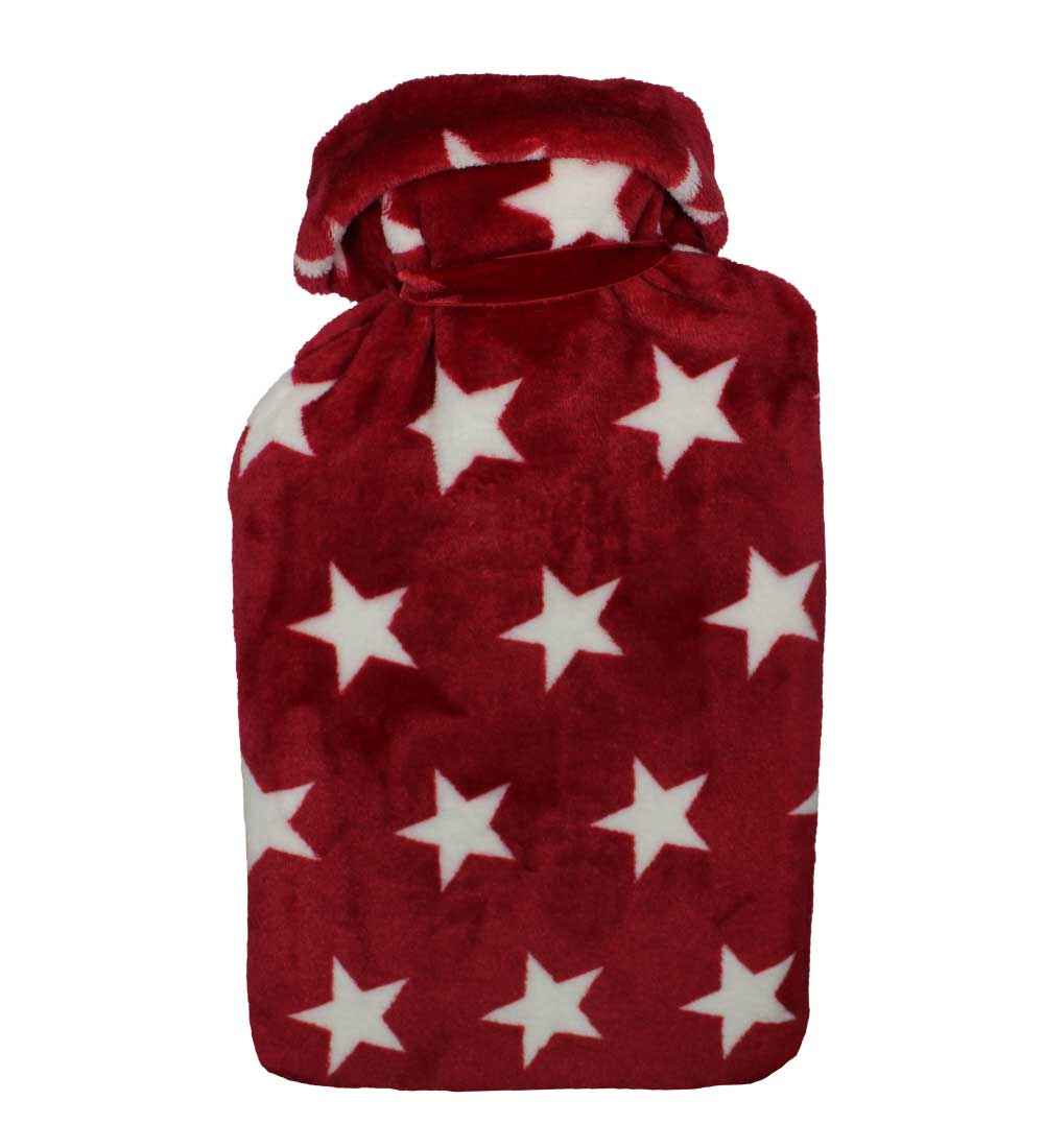 red stars large hot water bottle