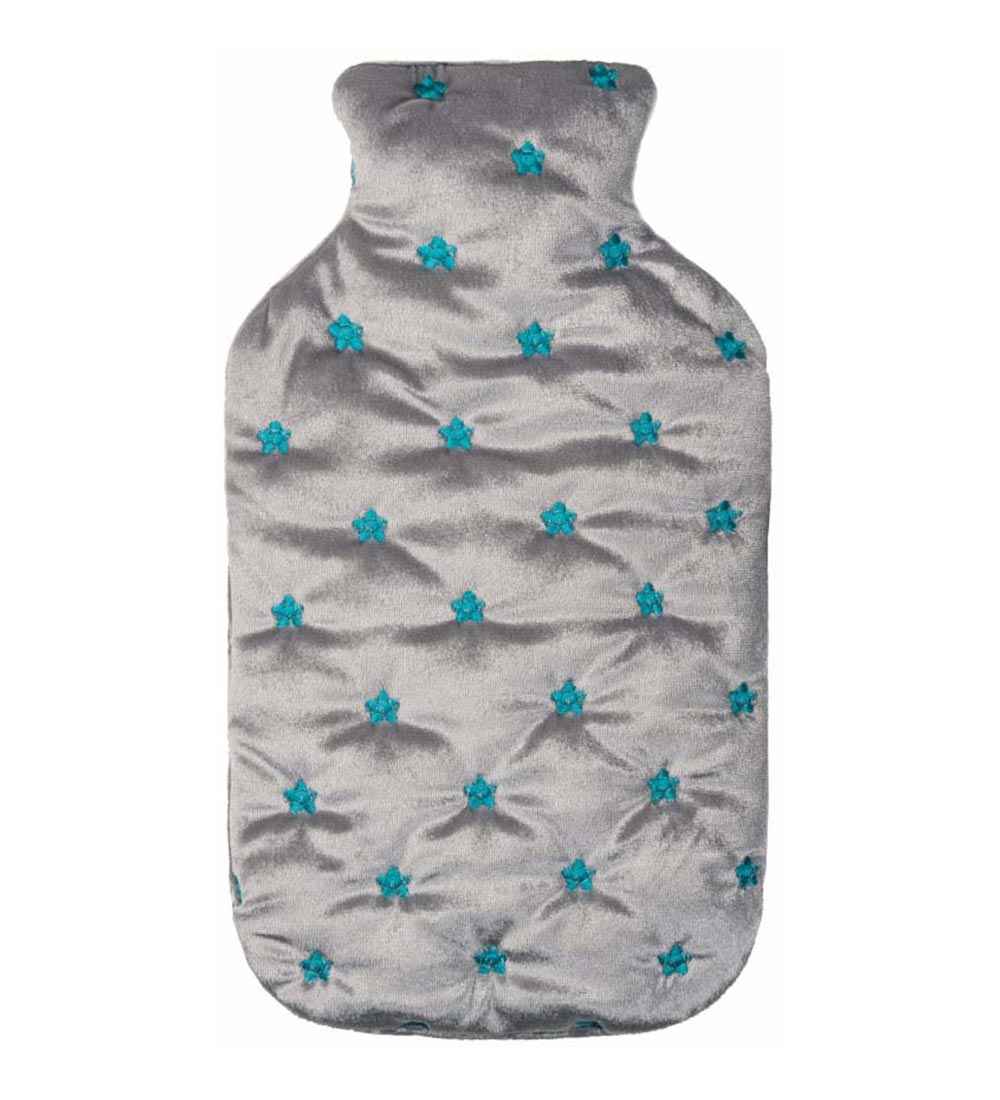 padded quilted aqua hot water bottle