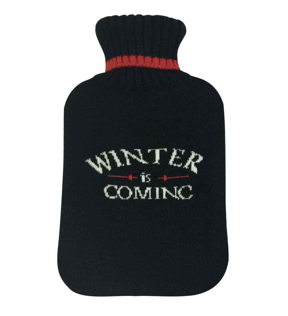 winter is coming knitted hot water bottle