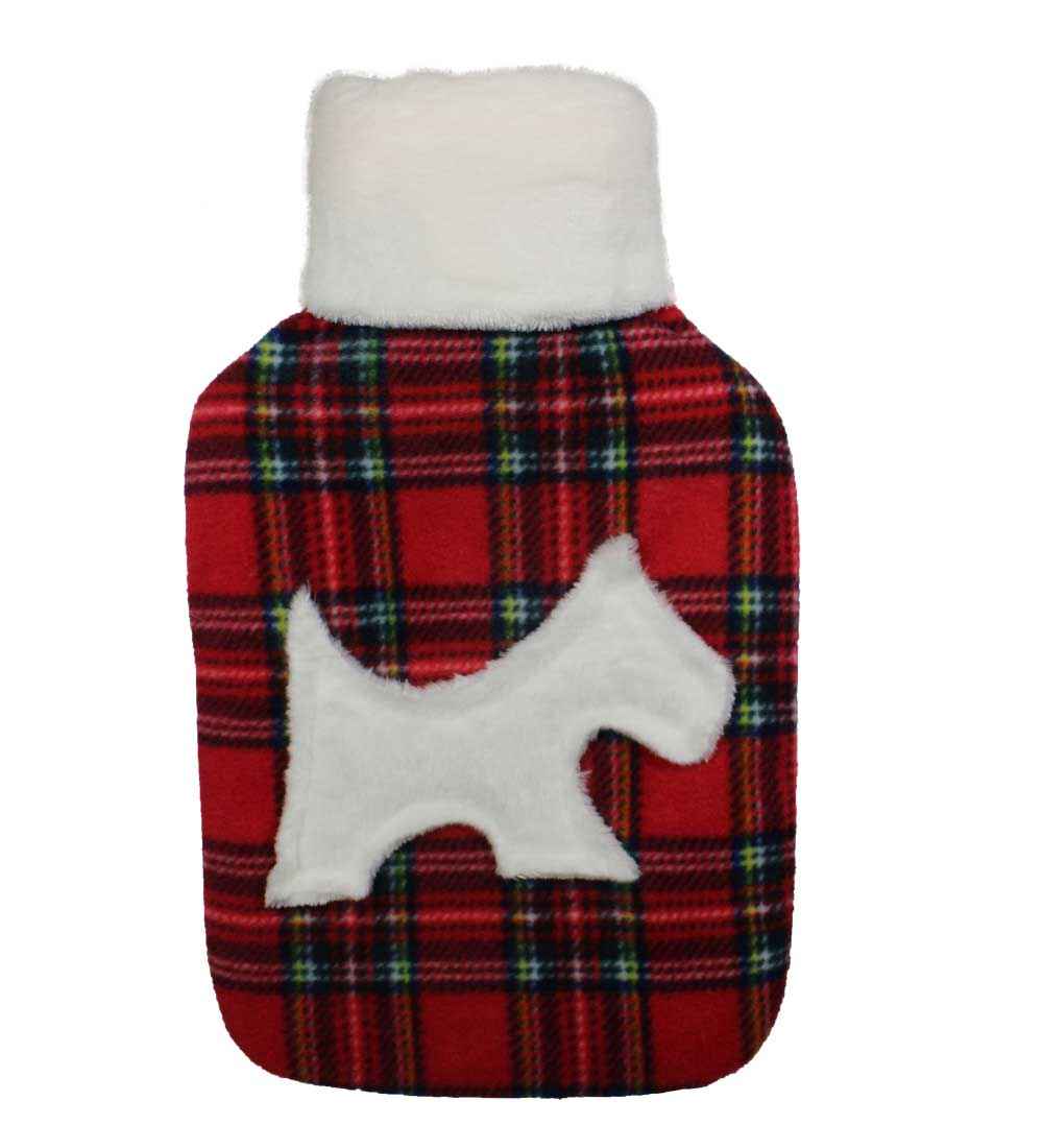 scotty dog tartan fleece hot water bottle