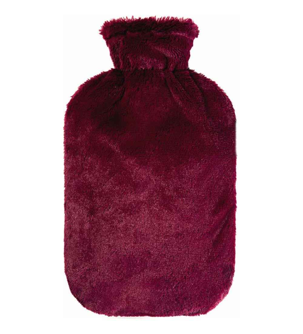 fashy plush cranberry hot water bottle