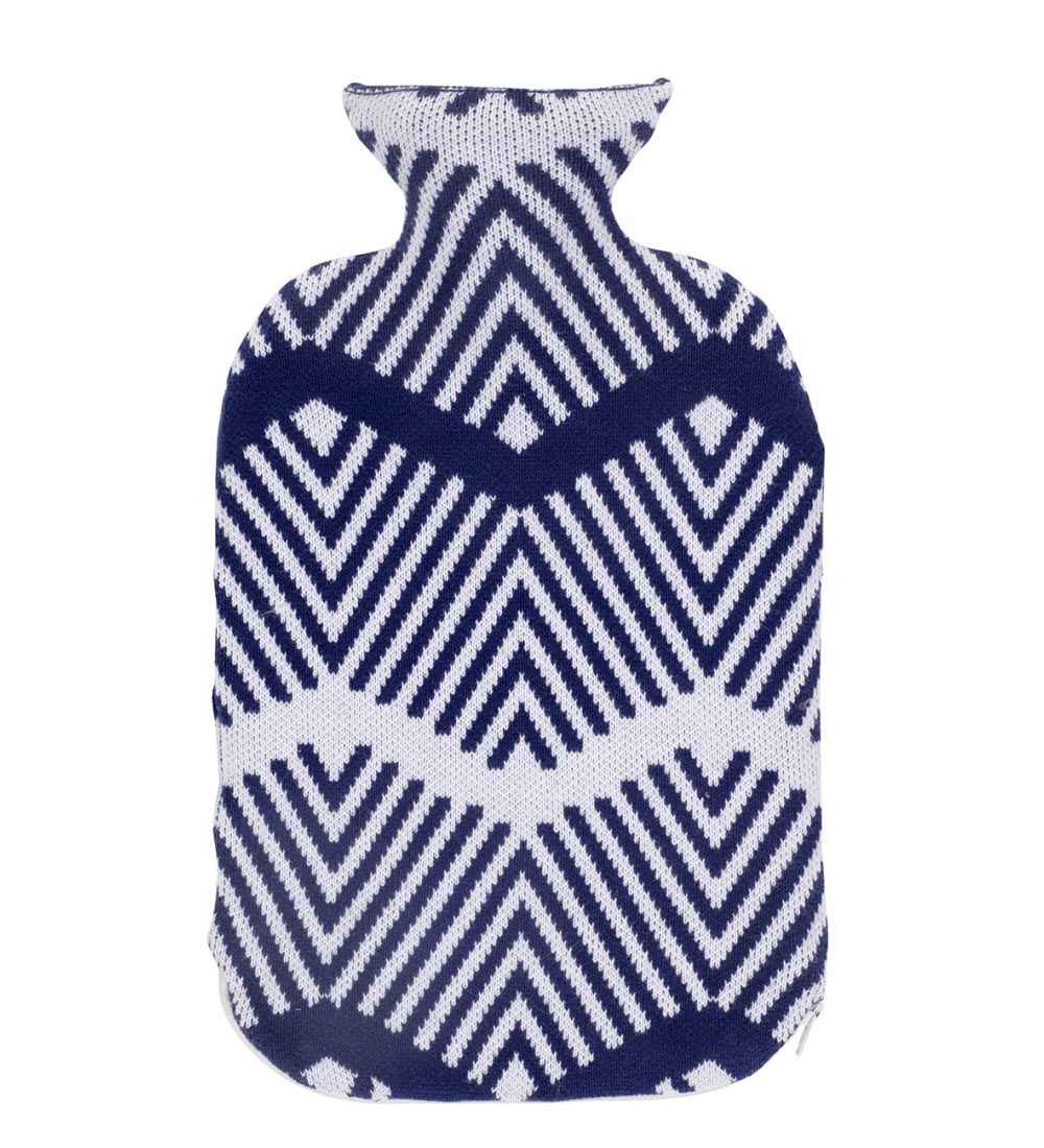 navy chevron hot water bottle