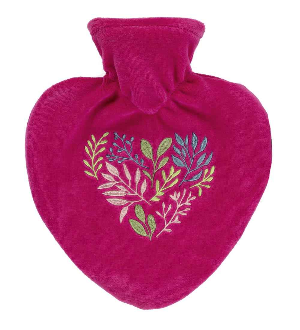 floral heart hot water bottle