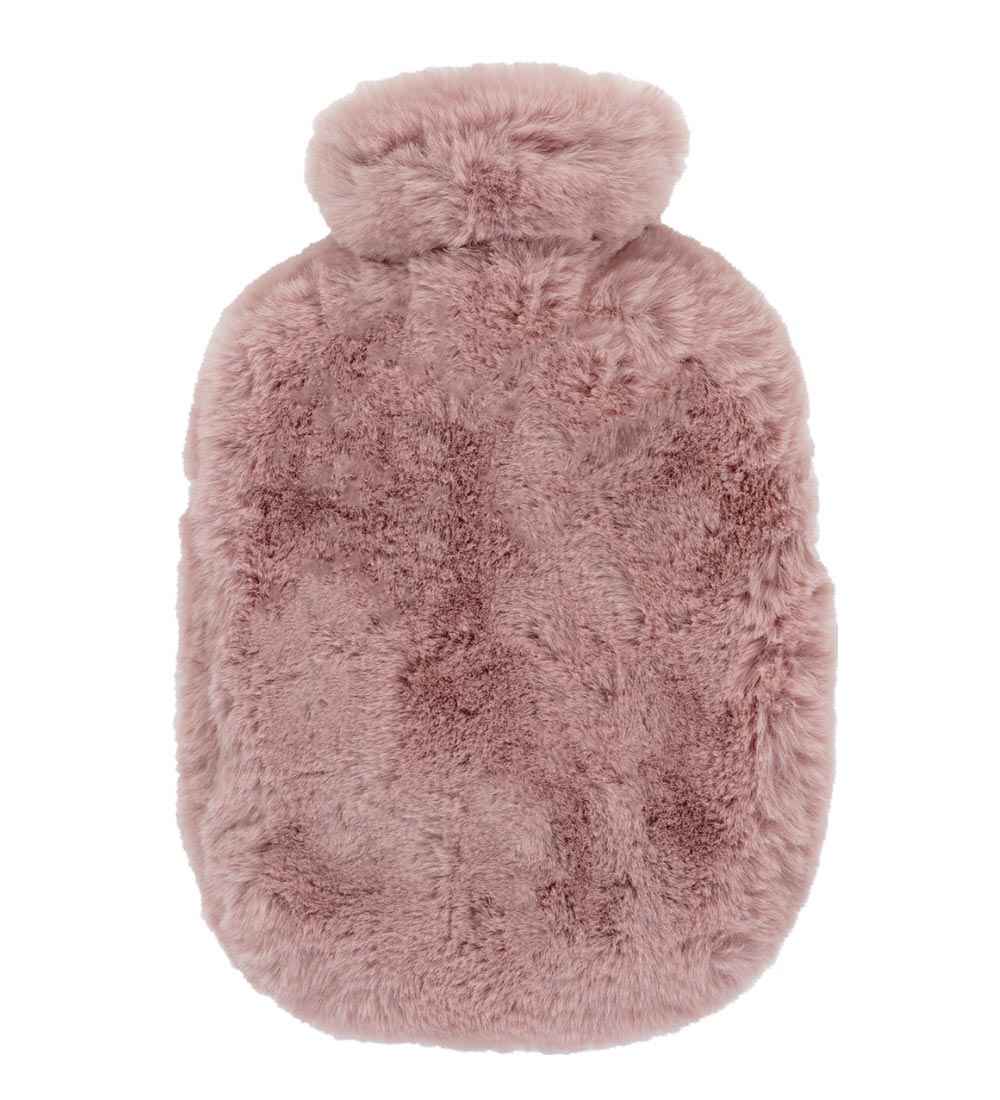 dusky pink faux fur hot water bottle