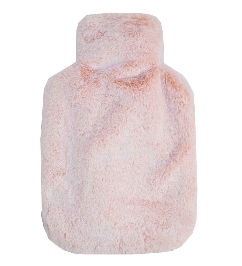 pink faux fur hot water bottle