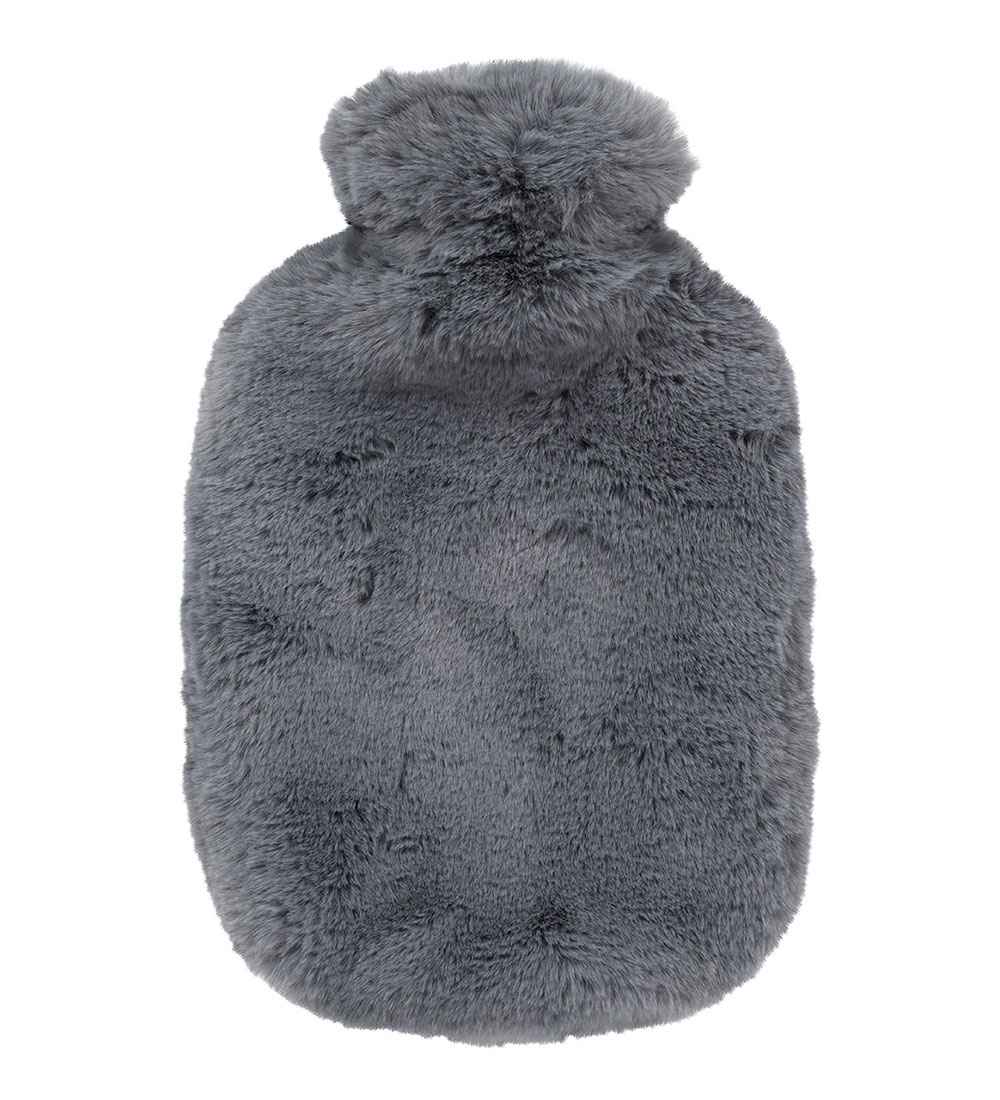 grey faux fur hot water bottle