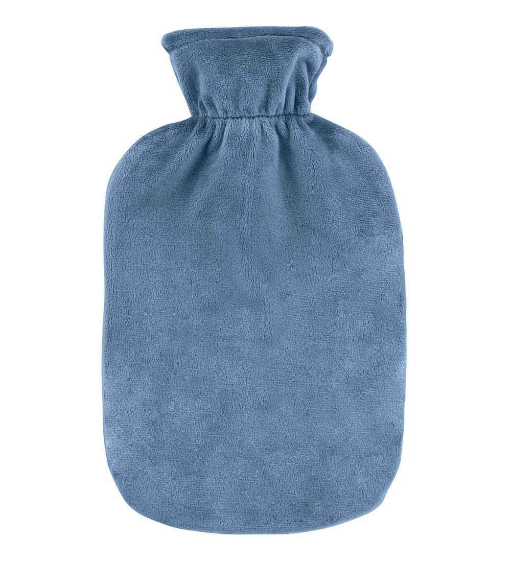 blue velour hot water bottle