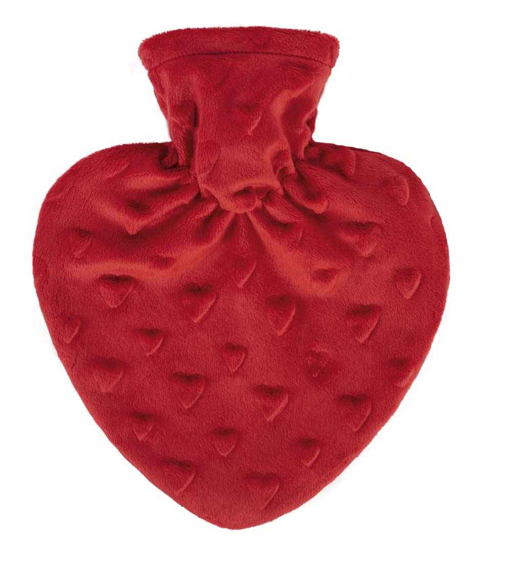 heart shaped embossed velour hot water bottle