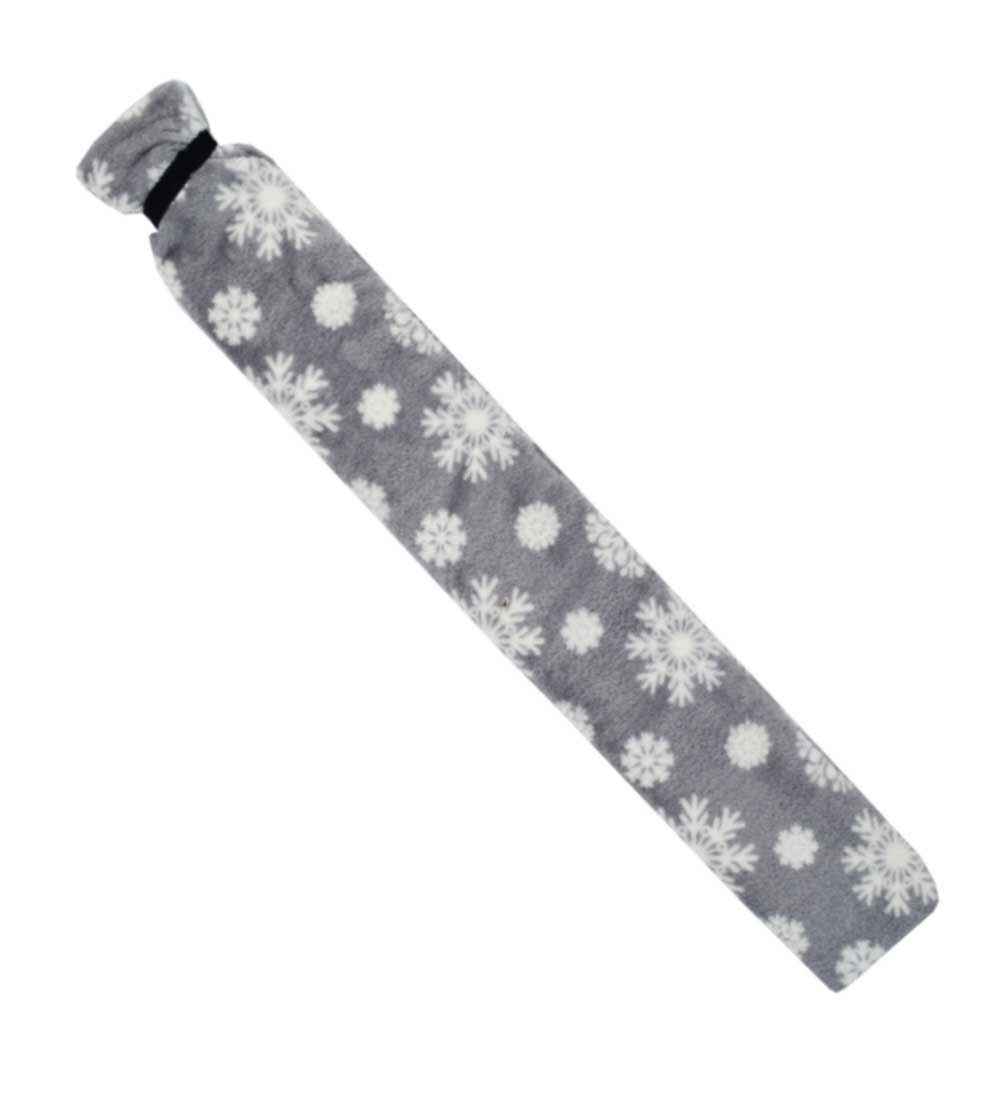 long hot water bottle grey snowflake