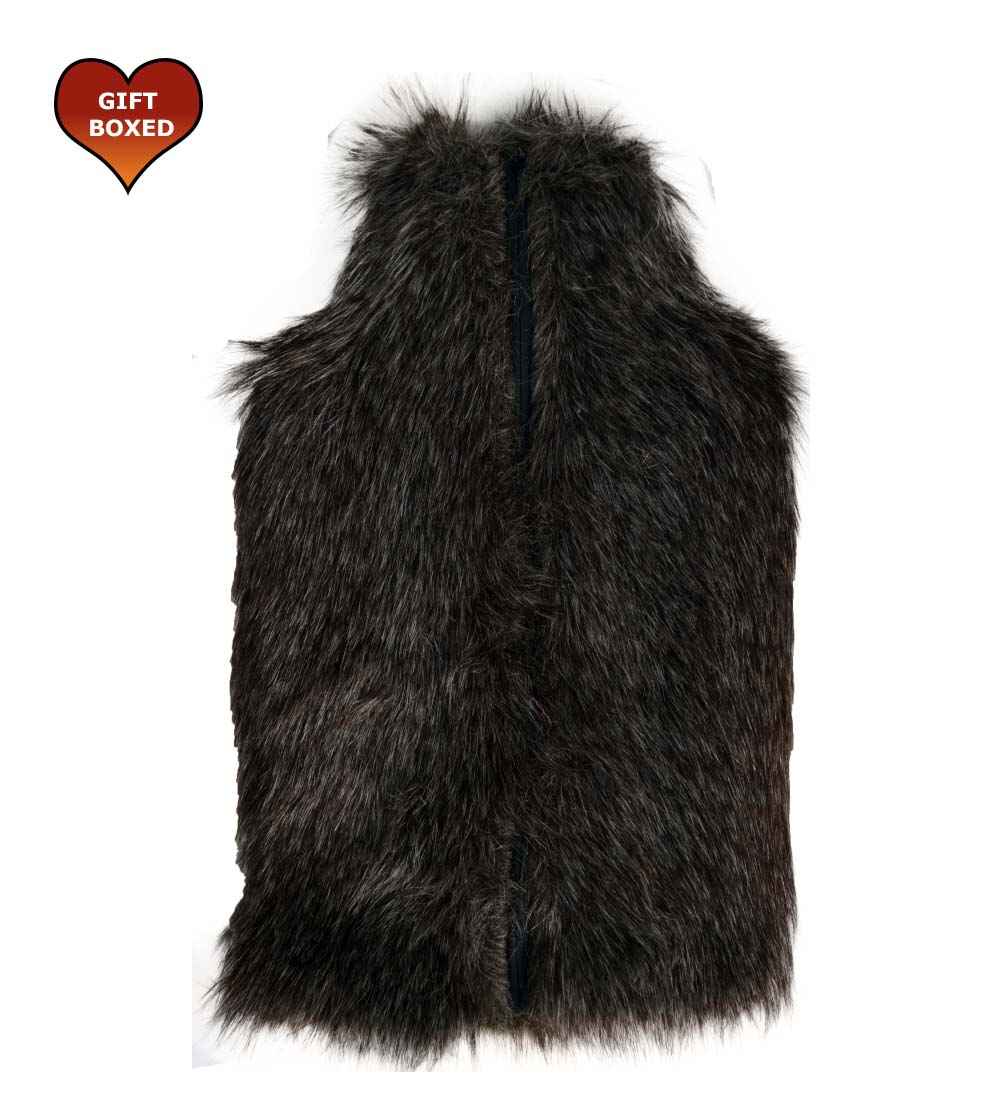 arctic fox faux fur hot water bottle