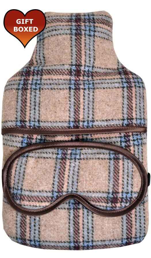 woollen check hot water bottle