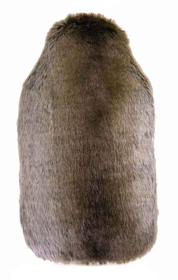 brown faux fur hot water bottle