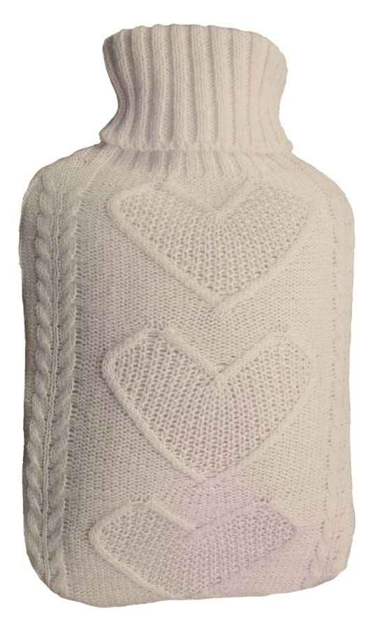 cream knit hot water bottle