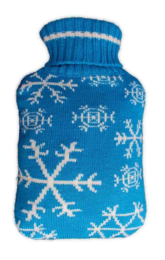 knitted snowflake hot water bottle