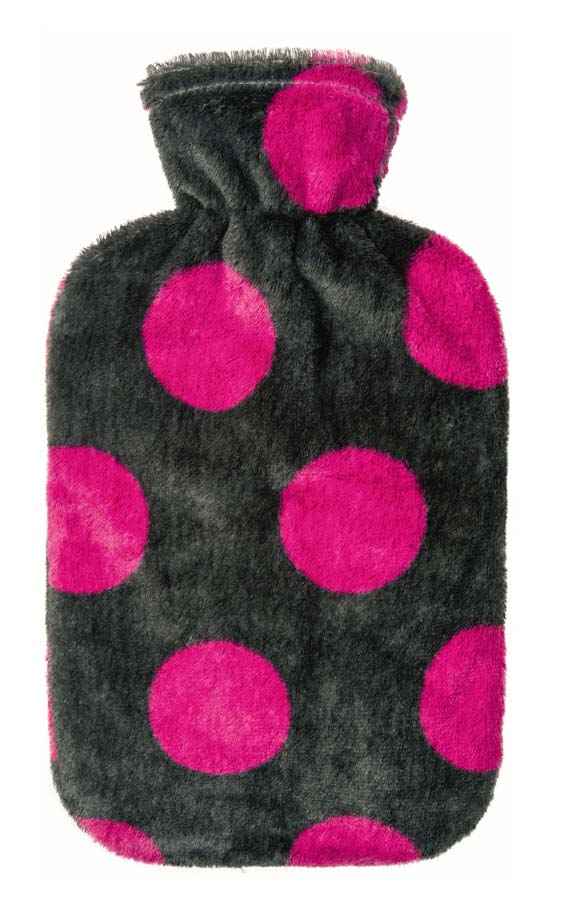 fashy fleece cerise spots hot water bottle