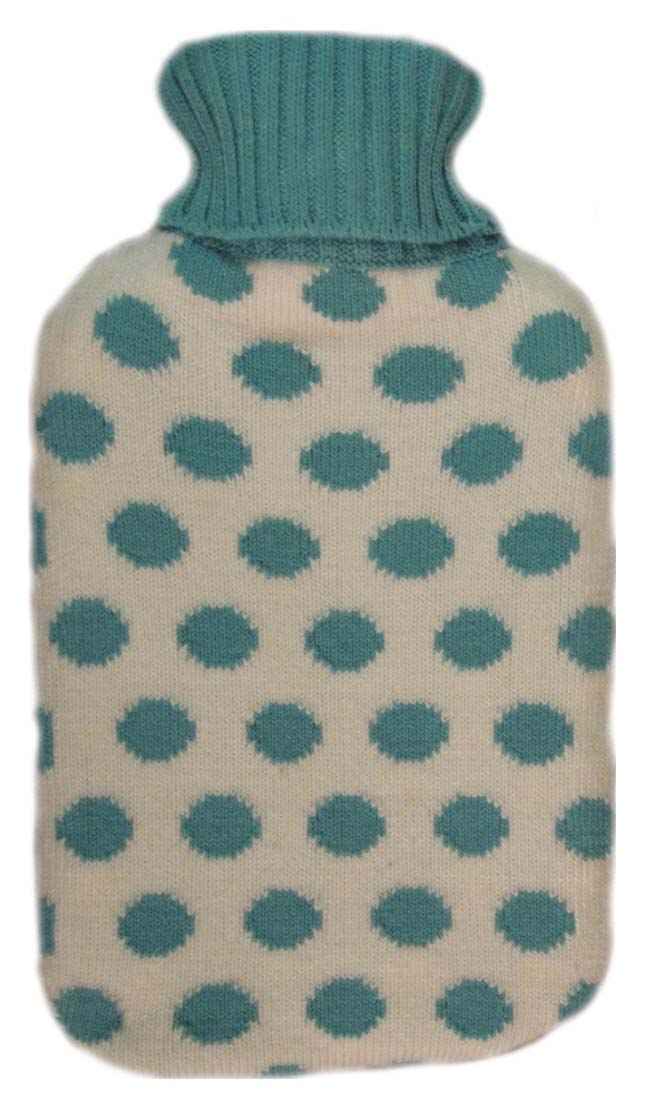 aqua knitted hot water bottle