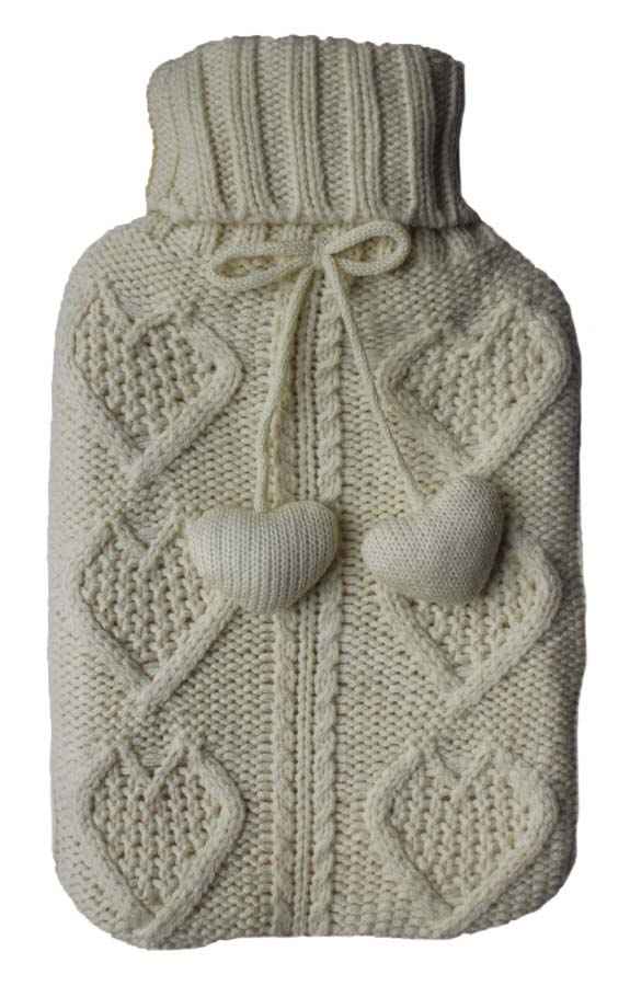 cream chunky knit hot water bottle