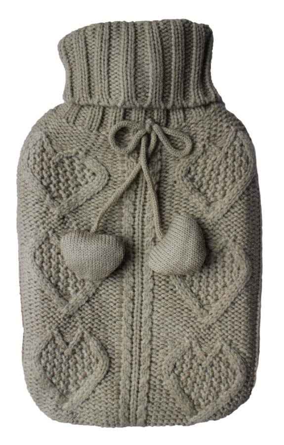 taupe chunky knitted hot water bottle