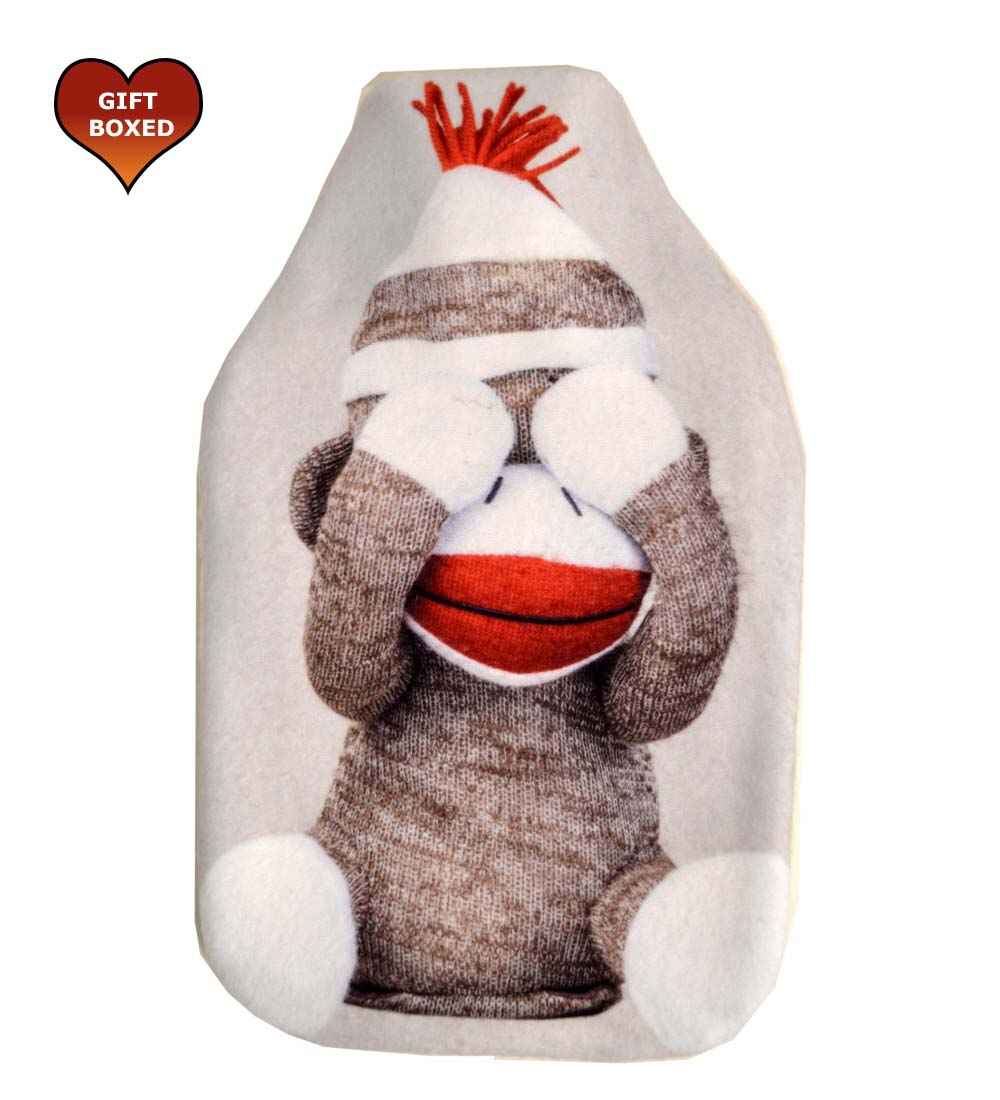 sock monkey hot water bottle