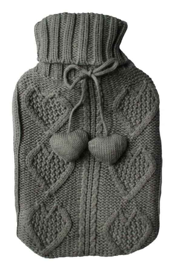 grey chunky knit hot water bottle