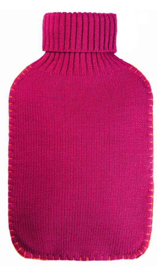 Fashy fuchsia knitted hot water bottle