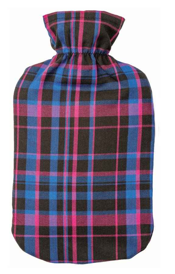 red tartan check hot water bottle