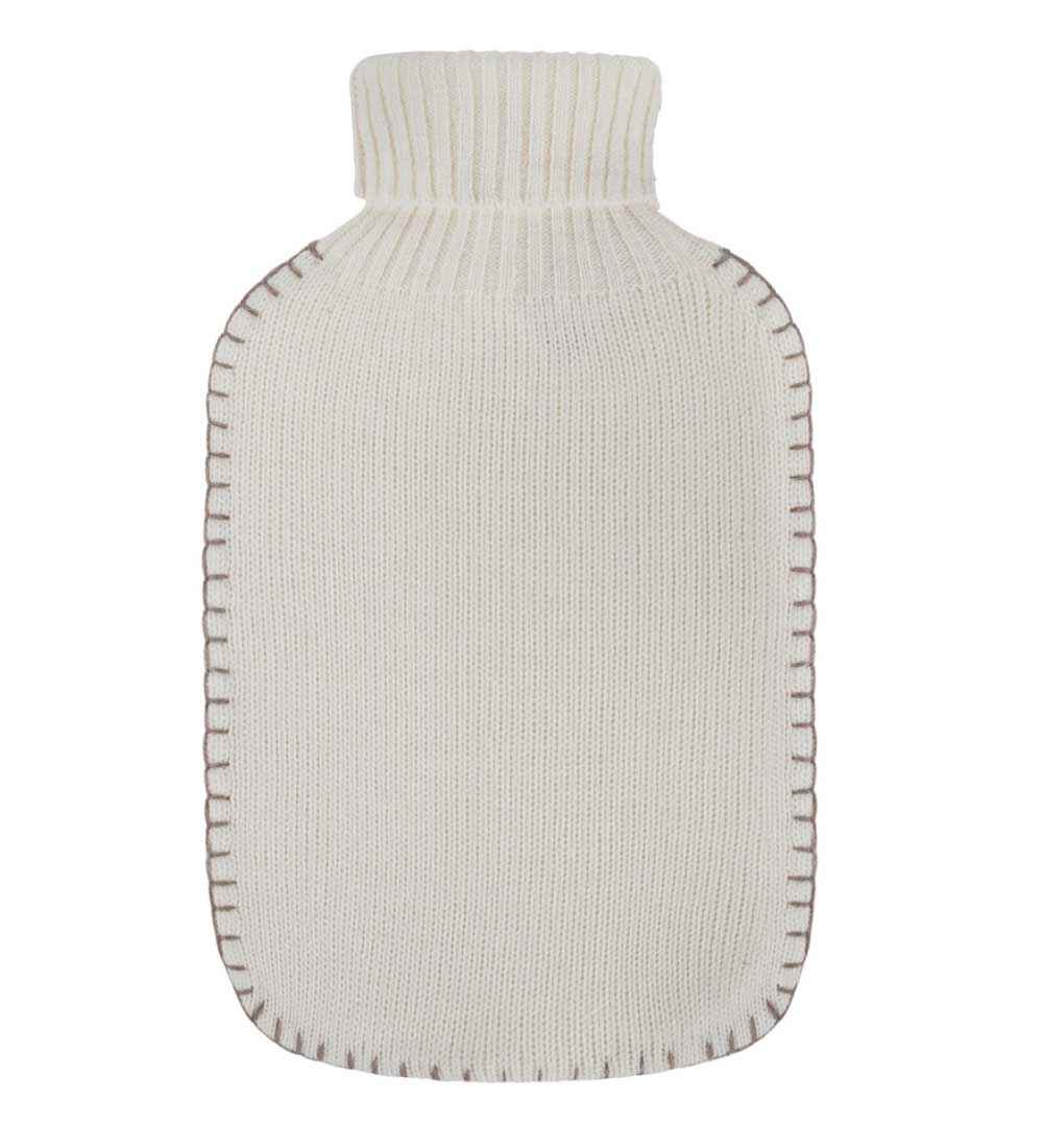 ice white knitted hot water bottle