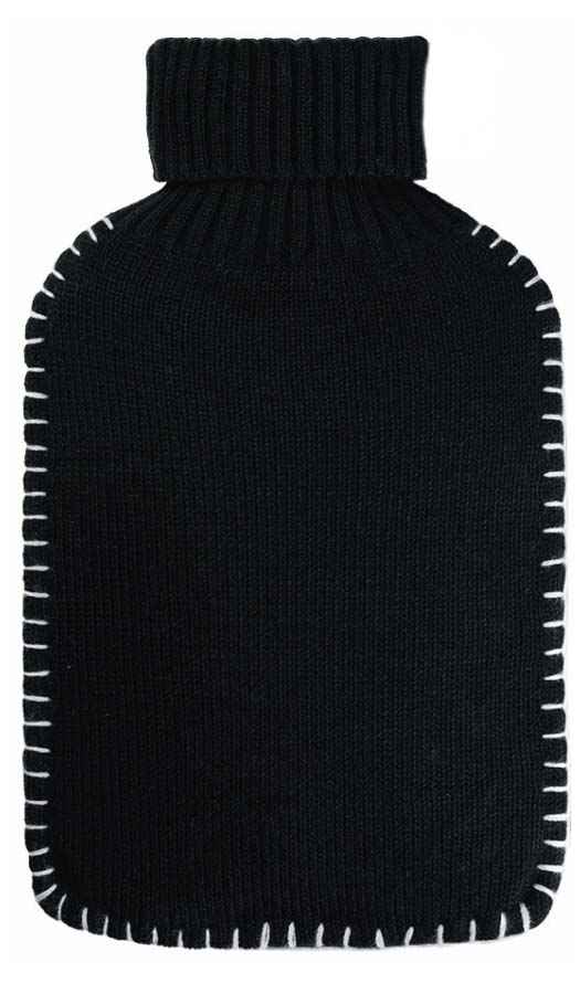 fashy black knitted hot water bottle