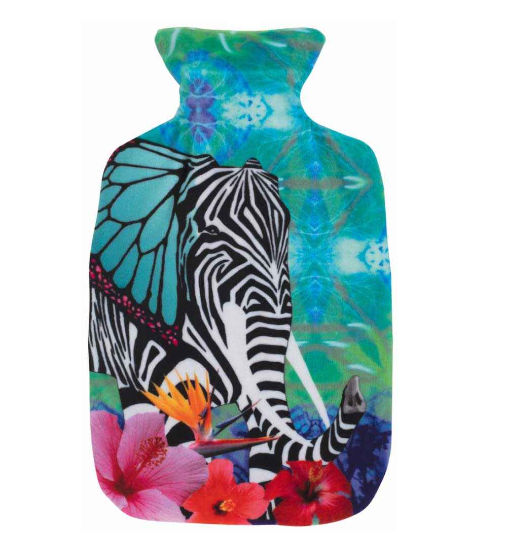 elephant print hot water bottle