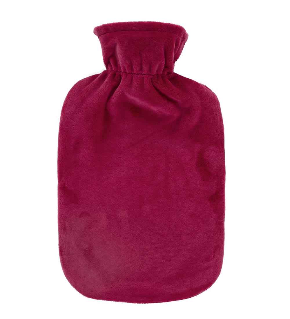 red velour hot water bottle