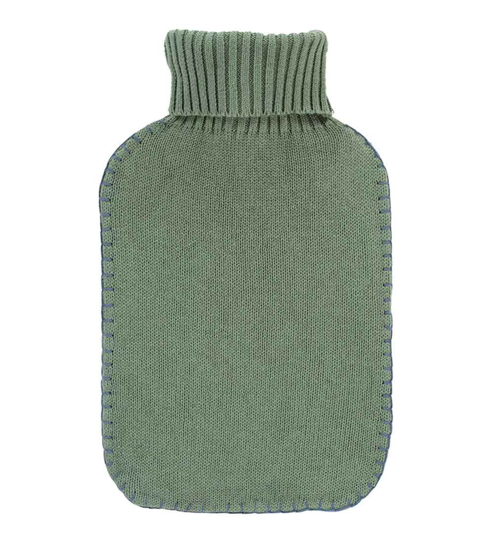 sage knitted hot water bottle