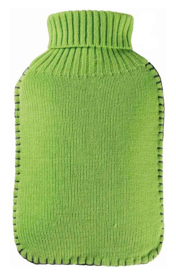 lime knitted hot water bottle